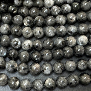 Black Labradorite Larvikite 8mm round natural gemstone beads 39cm strand - Oz Beads