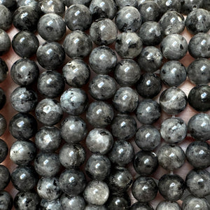 Black Labradorite Larvikite 8mm round natural gemstone beads 39cm strand - Oz Beads