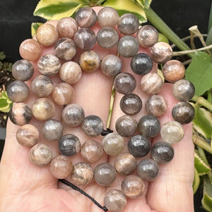 Black Sunstone 8mm round gemstone beads 15.5" strand - Oz Beads 