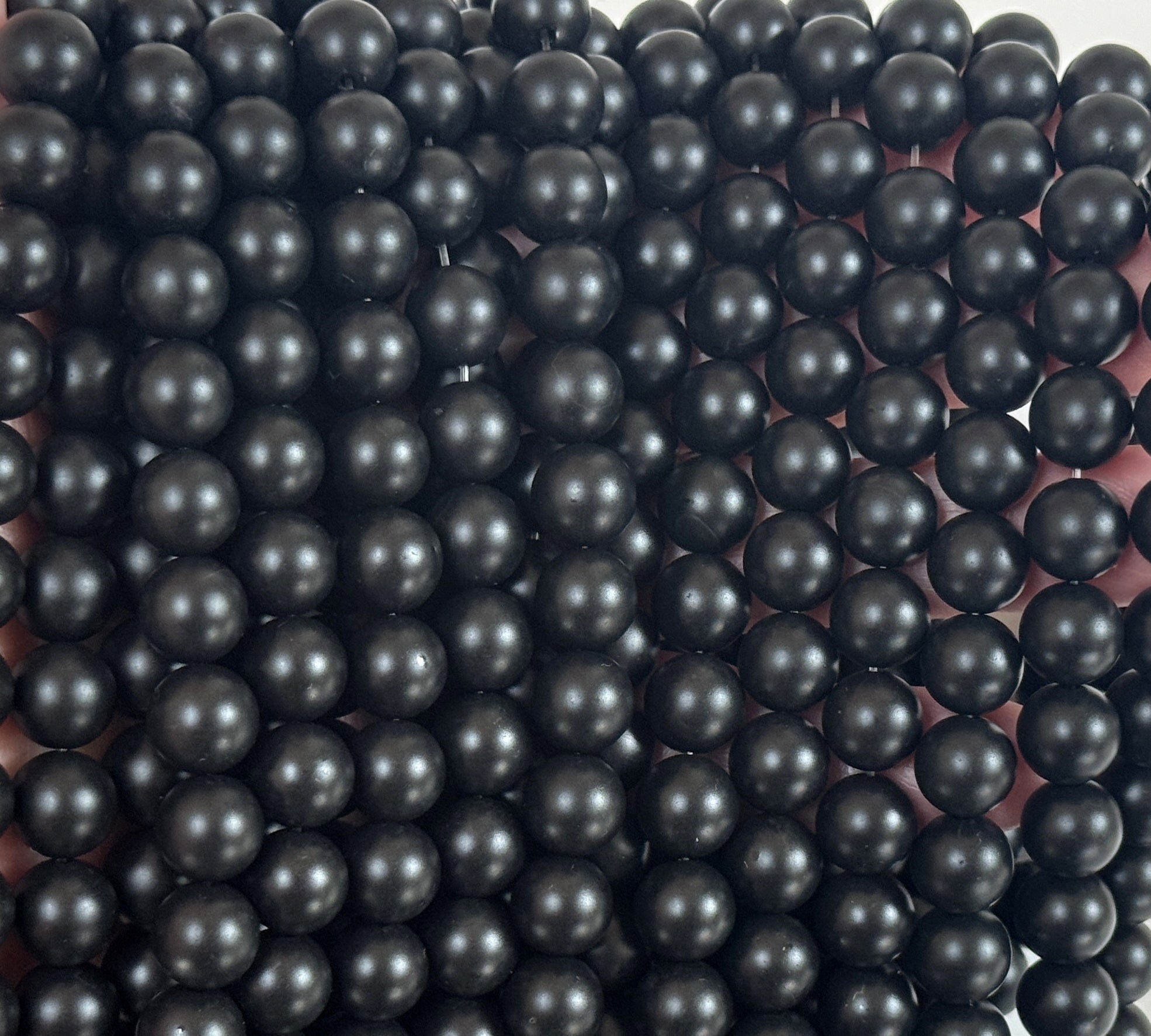 Black Onyx matte oiled 10mm round gemstone beads 15" strand - Oz Beads 