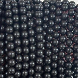 Black Onyx matte oiled 10mm round gemstone beads 15" strand - Oz Beads 