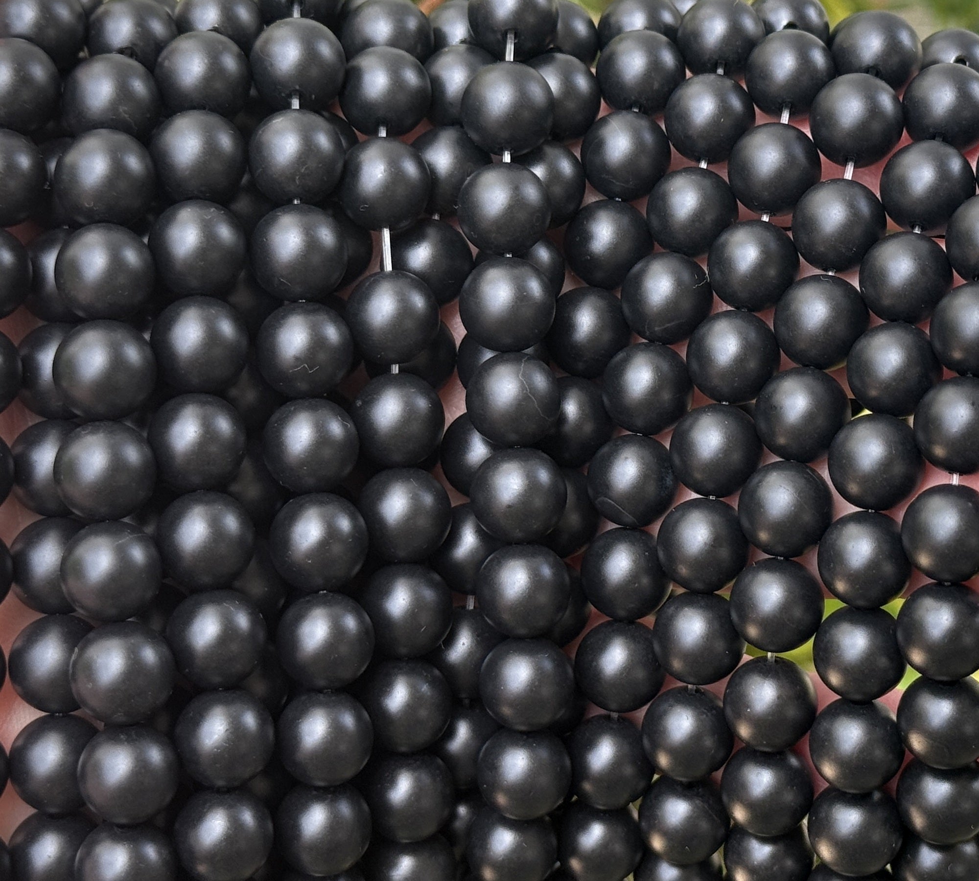 Black Onyx matte oiled 10mm round gemstone beads 15" strand - Oz Beads 