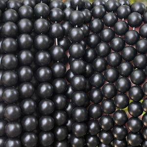 Black Onyx matte oiled 10mm round gemstone beads 15" strand - Oz Beads 