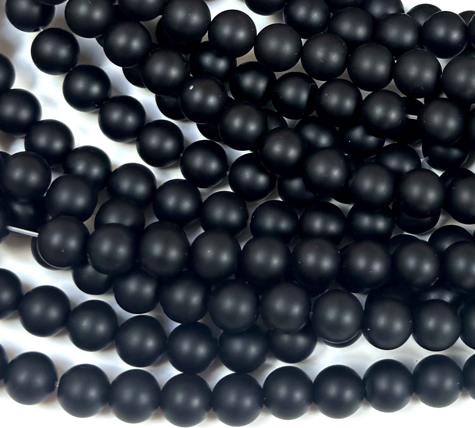 Black Onyx matte oiled 10mm round gemstone beads 15" strand - Oz Beads 