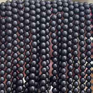 Black Onyx matte oiled 6mm round gemstone beads 16" strand - Oz Beads 