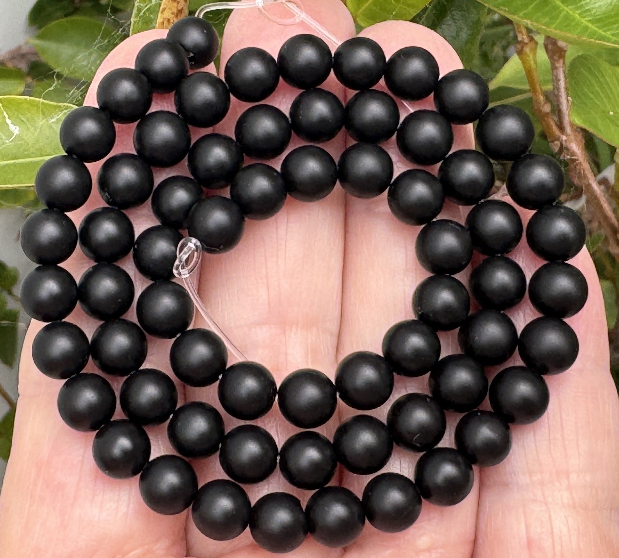 Black Onyx matte oiled 6mm round gemstone beads 16" strand - Oz Beads 