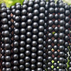 Black Onyx matte oiled 8mm round gemstone beads 15" strand - Oz Beads 