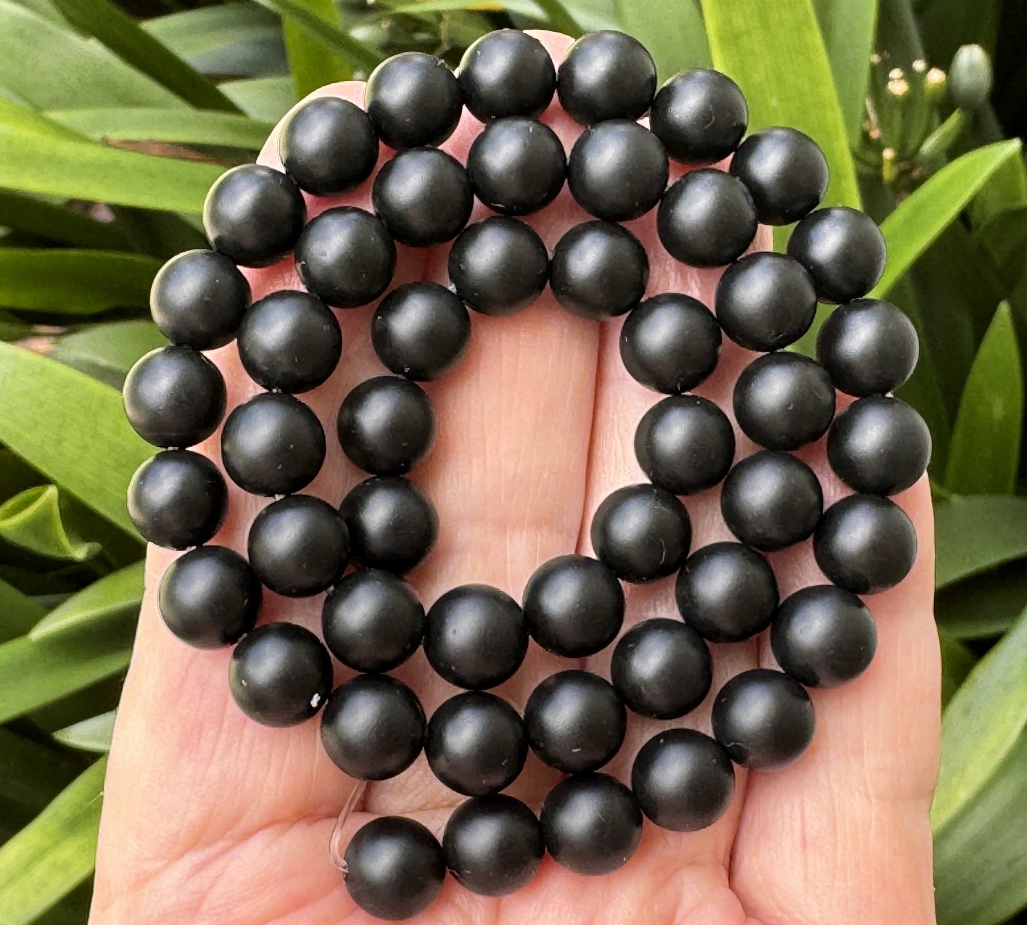 Black Onyx matte oiled 8mm round gemstone beads 15" strand - Oz Beads 