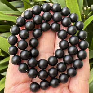 Black Onyx matte oiled 8mm round gemstone beads 15" strand - Oz Beads 
