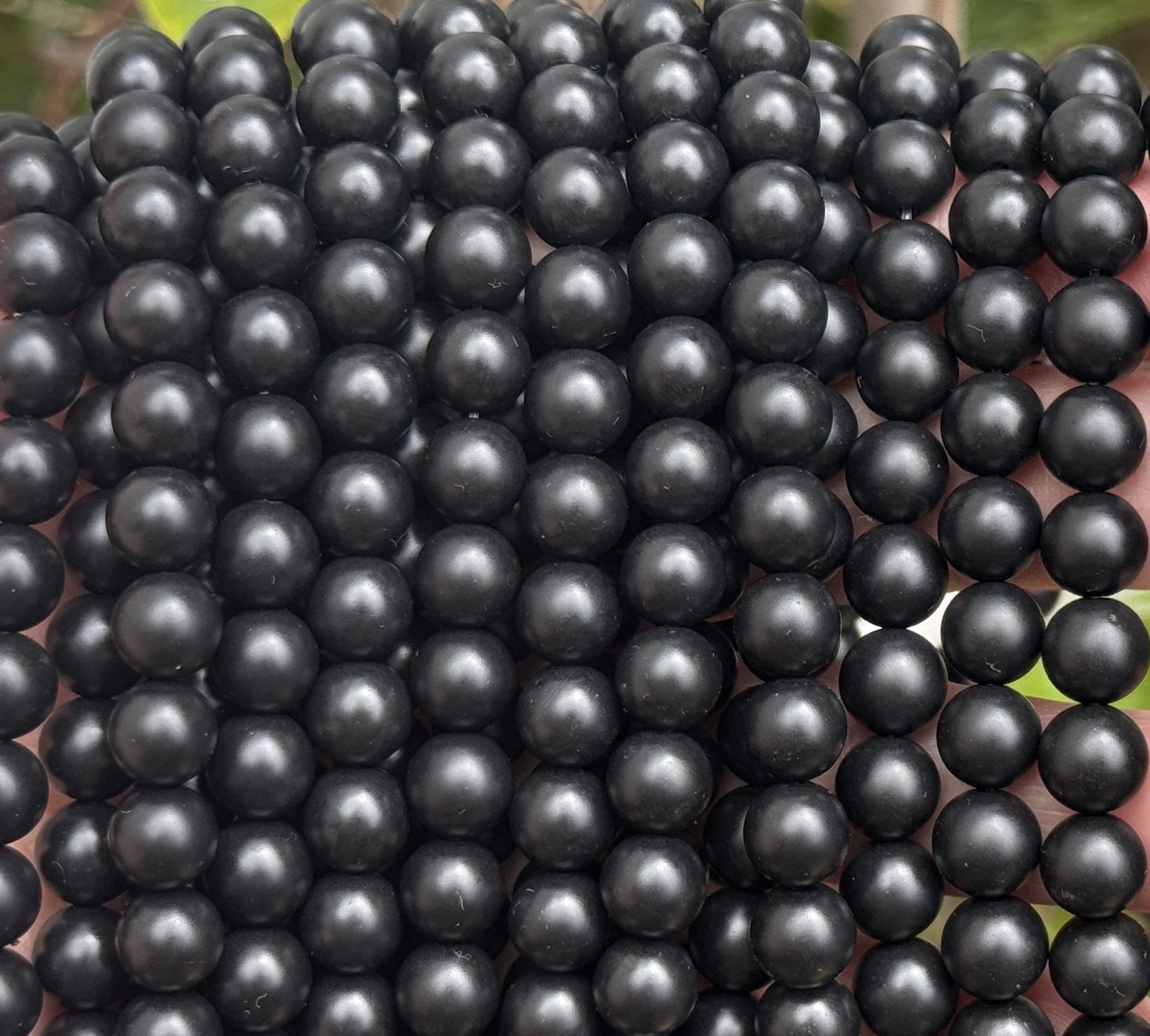 Black Onyx matte oiled 8mm round gemstone beads 15" strand - Oz Beads 
