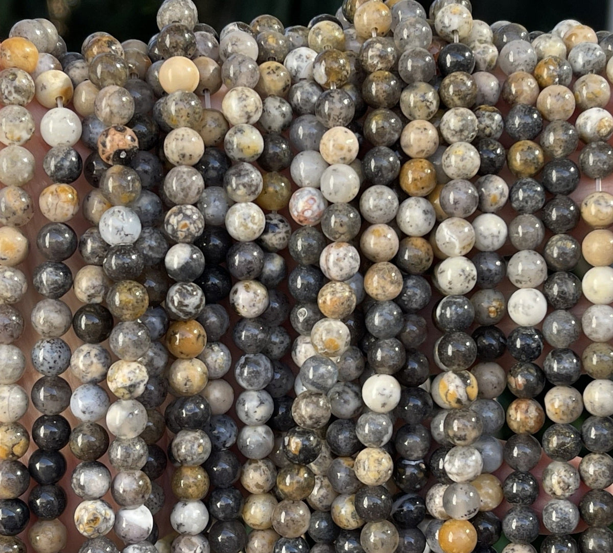 Black Opal 6mm round natural gemstone beads 15" strand - Oz Beads 