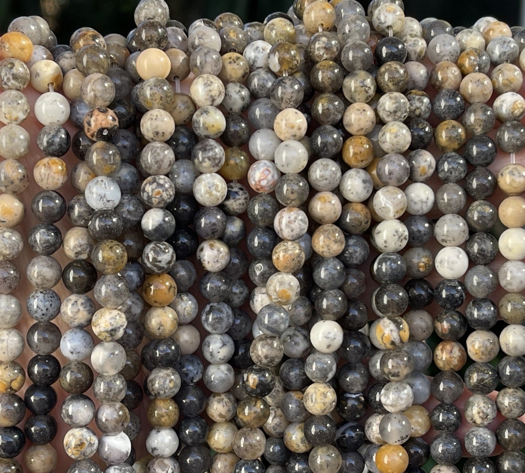 Black Opal 6mm round natural gemstone beads 15" strand - Oz Beads 