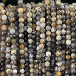 Black Opal 6mm round natural gemstone beads 15" strand - Oz Beads 
