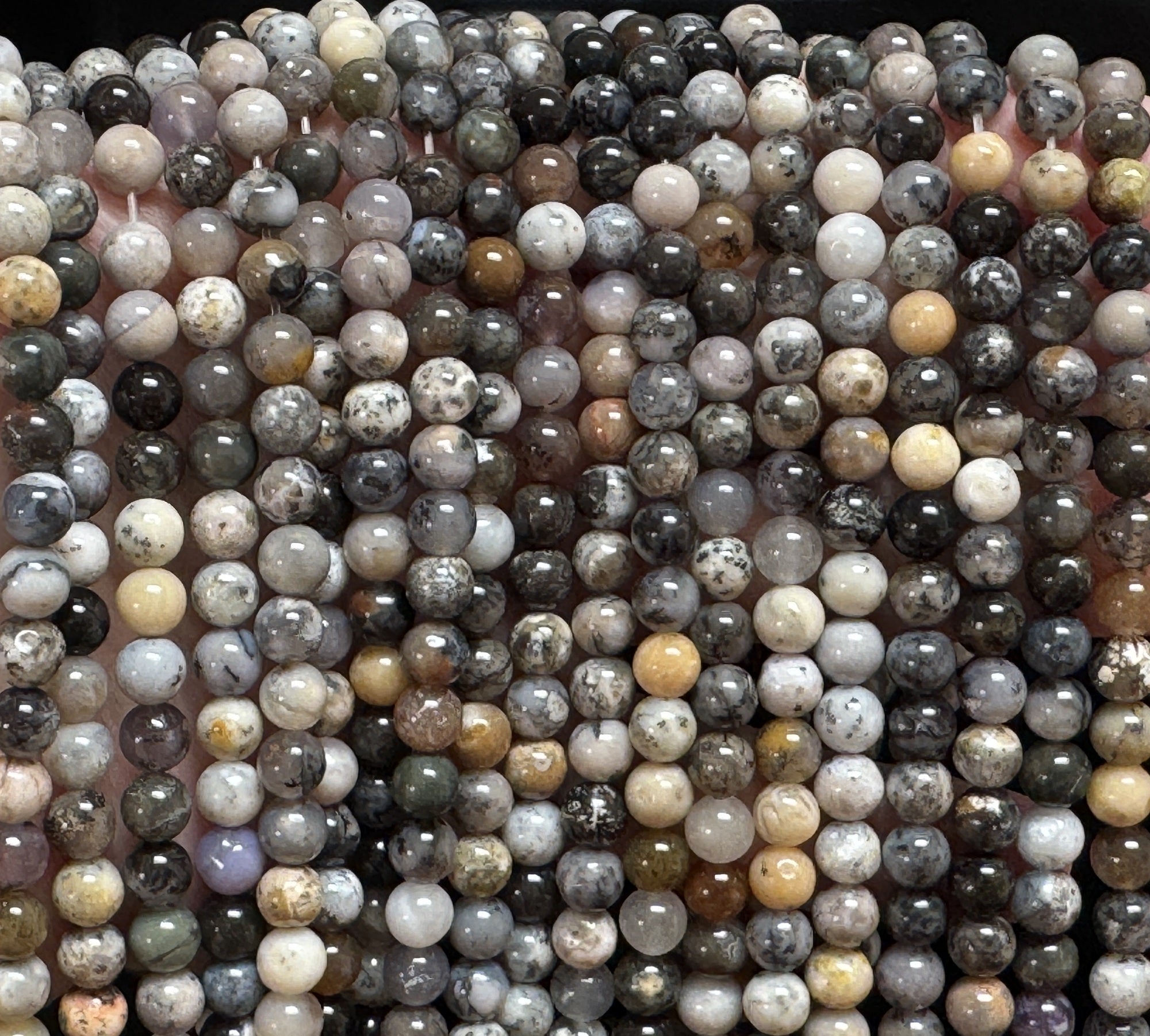 Black Opal 6mm round natural gemstone beads 15" strand - Oz Beads 