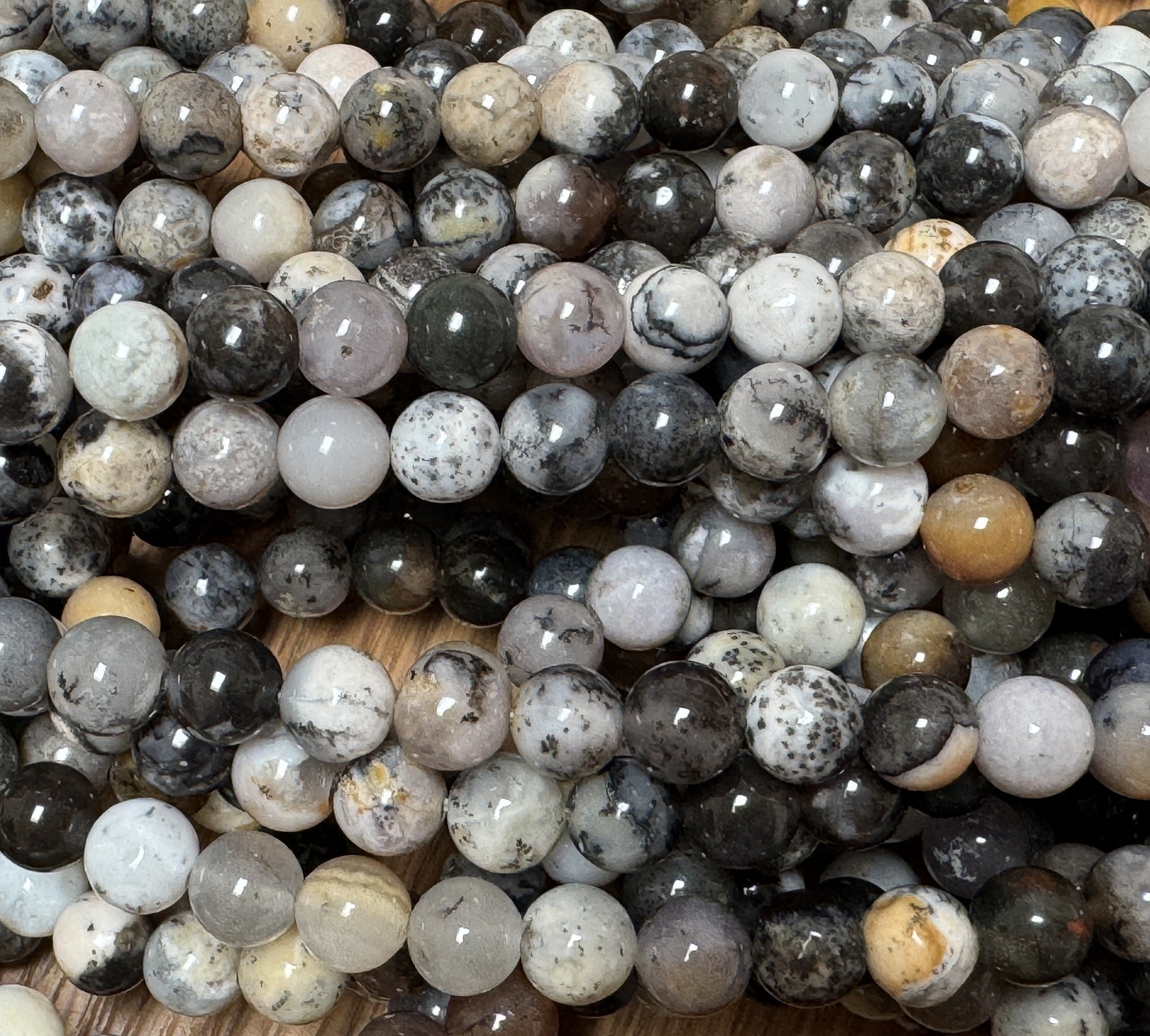 Black Opal 6mm round natural gemstone beads 15" strand - Oz Beads 