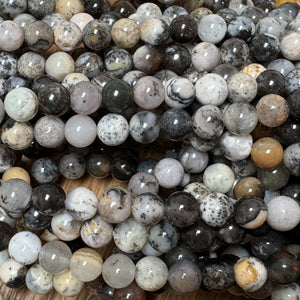 Black Opal 6mm round natural gemstone beads 15" strand - Oz Beads 