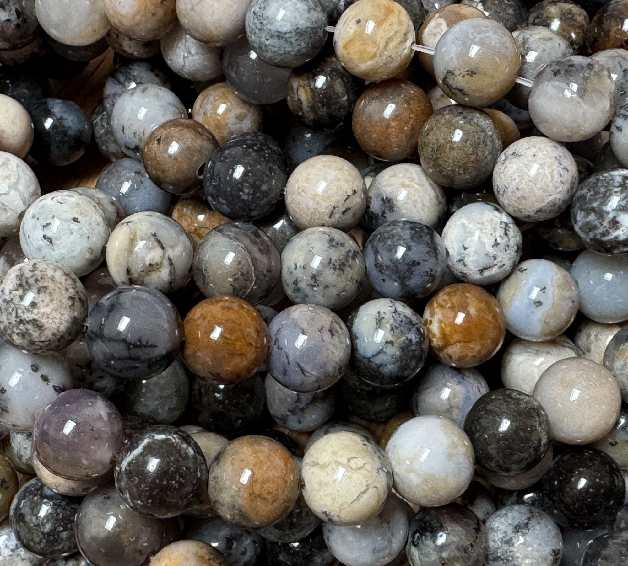 Black Opal 8mm round natural gemstone beads 15" strand - Oz Beads 