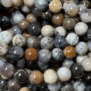 Black Opal 8mm round natural gemstone beads 15" strand - Oz Beads 