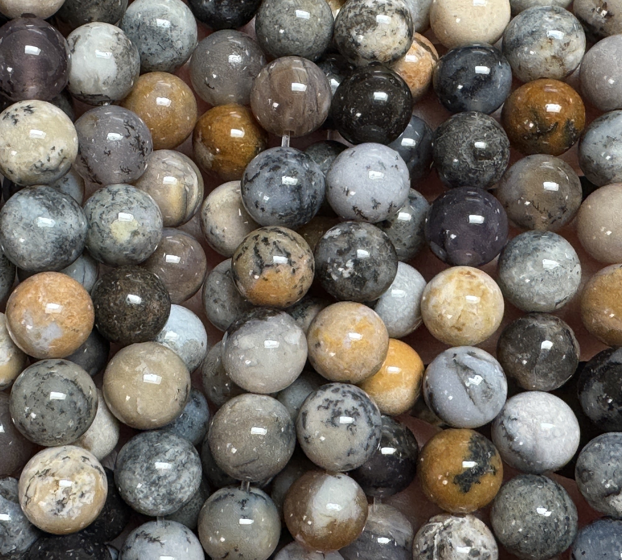 Black Opal 8mm round natural gemstone beads 15" strand - Oz Beads 