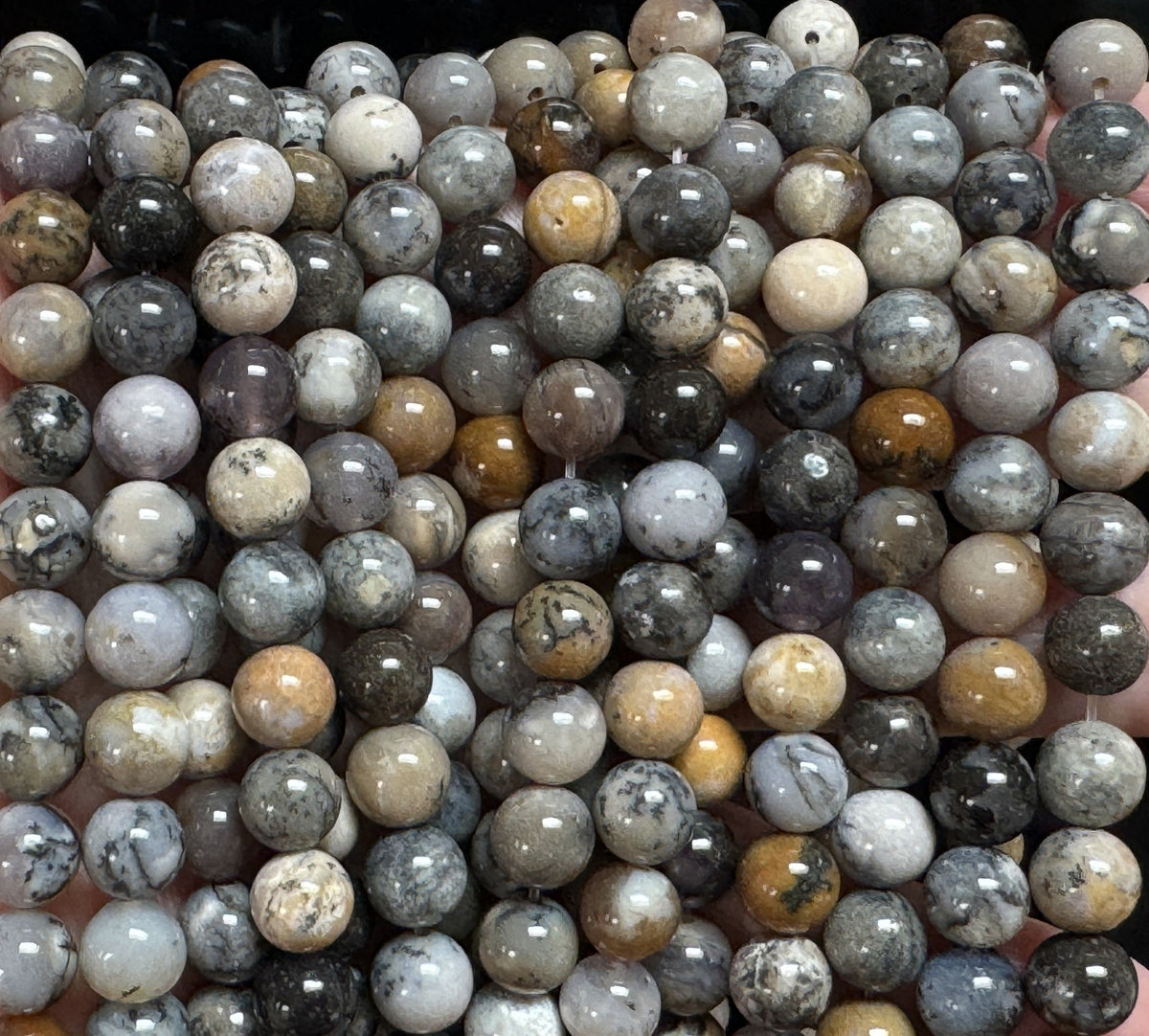 Black Opal 8mm round natural gemstone beads 15" strand - Oz Beads 