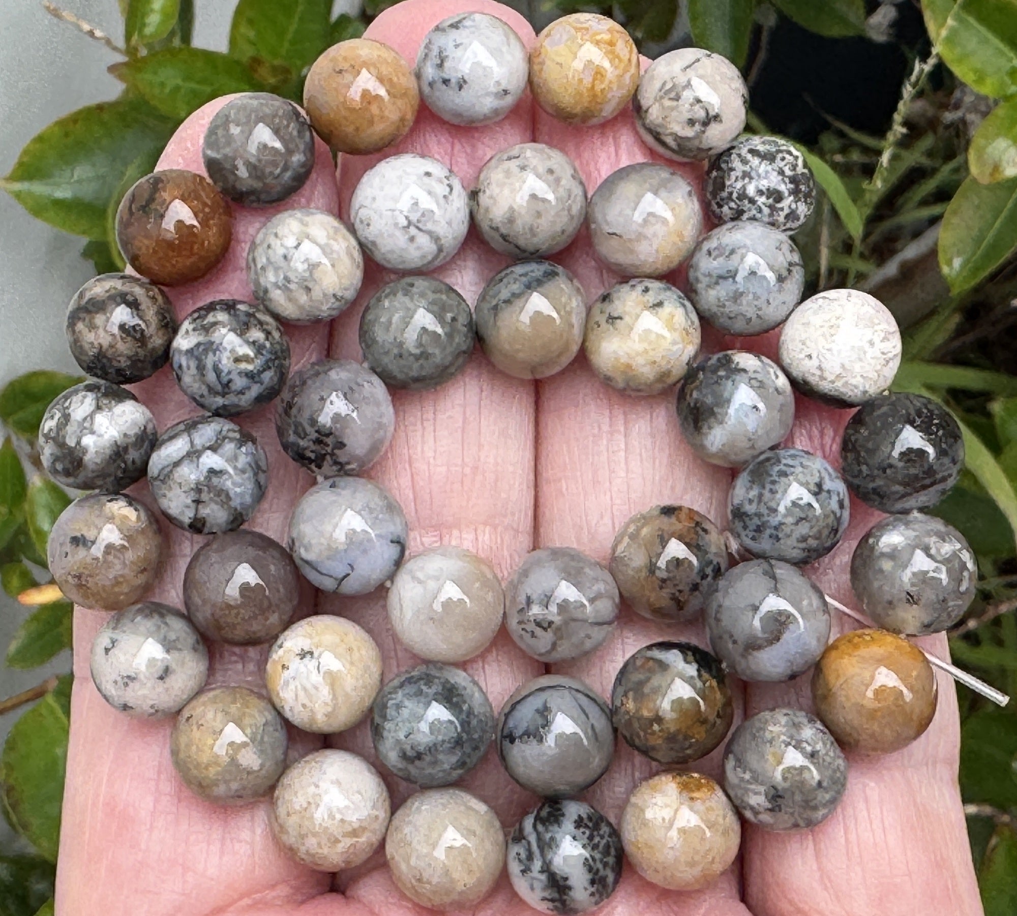 Black Opal 8mm round natural gemstone beads 15" strand - Oz Beads 