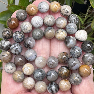 Black Opal 8mm round natural gemstone beads 15" strand - Oz Beads 