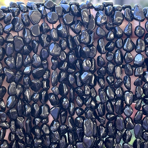 Black Tourmaline 6-8mm nuggets natural gemstone beads 16" strand - Oz Beads 