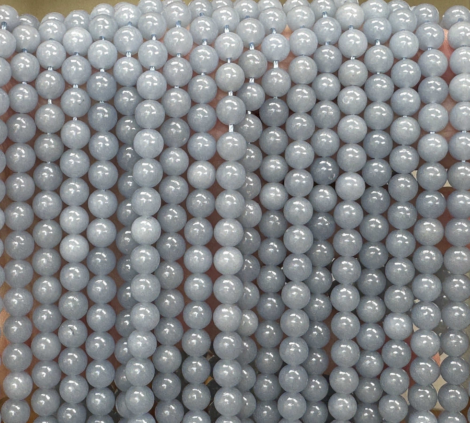 Blue Angelite 6mm round gemstone beads 15.5" strand - Oz Beads 