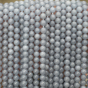 Blue Angelite 6mm round gemstone beads 15.5" strand - Oz Beads 