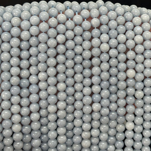 Blue Angelite 6mm round gemstone beads 15.5" strand - Oz Beads 