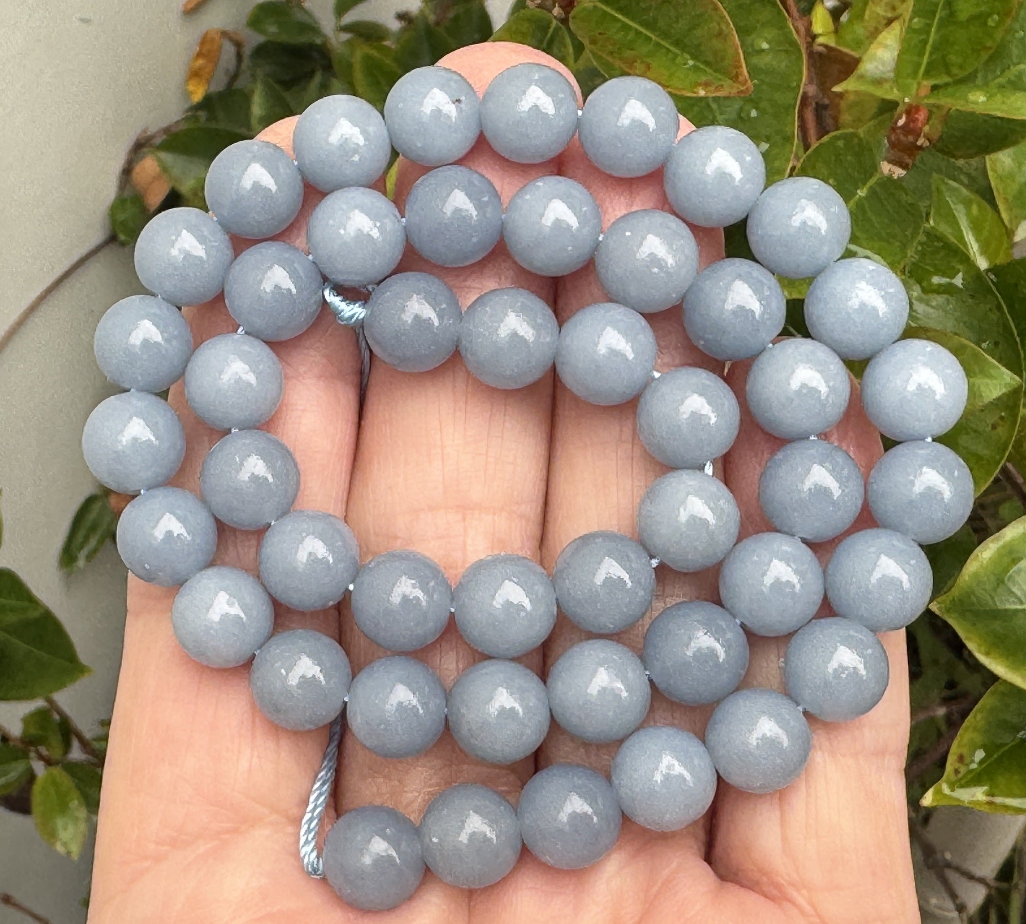Blue Angelite 8mm round gemstone beads 15" strand - Oz Beads 