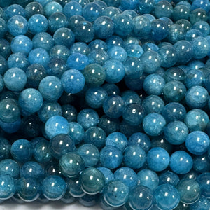 Blue Apatite 6mm round gemstone beads 15" strand - Oz Beads 
