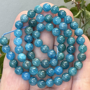 Blue Apatite 6mm round gemstone beads 15" strand - Oz Beads 