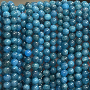Blue Apatite 8mm round gemstone beads 15" strand - Oz Beads 