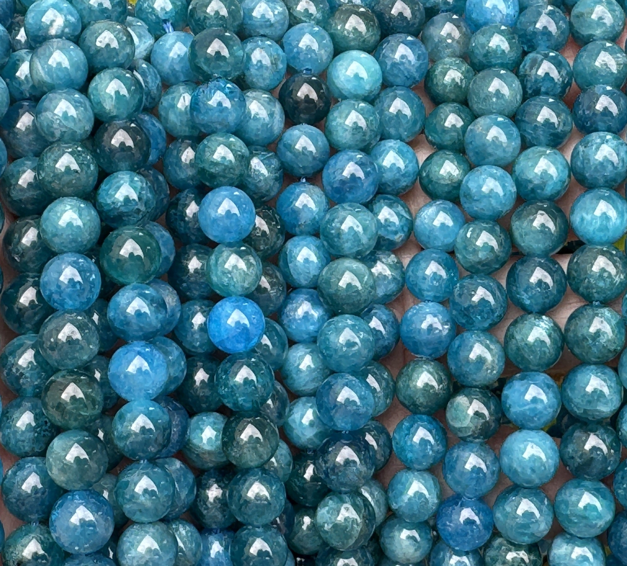 Blue Apatite 8mm round gemstone beads 15" strand - Oz Beads 