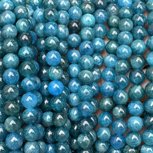 Blue Apatite 8mm round gemstone beads 15" strand - Oz Beads 