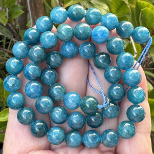 Blue Apatite 8mm round gemstone beads 15" strand - Oz Beads 