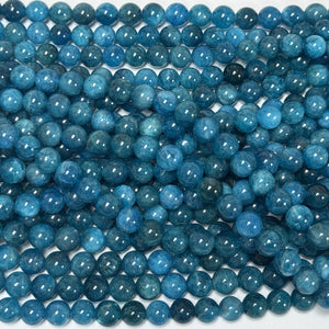 Blue Apatite 8mm round gemstone beads 15" strand - Oz Beads 