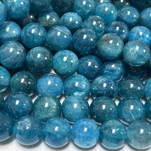 Blue Apatite 8mm round gemstone beads 15" strand - Oz Beads 