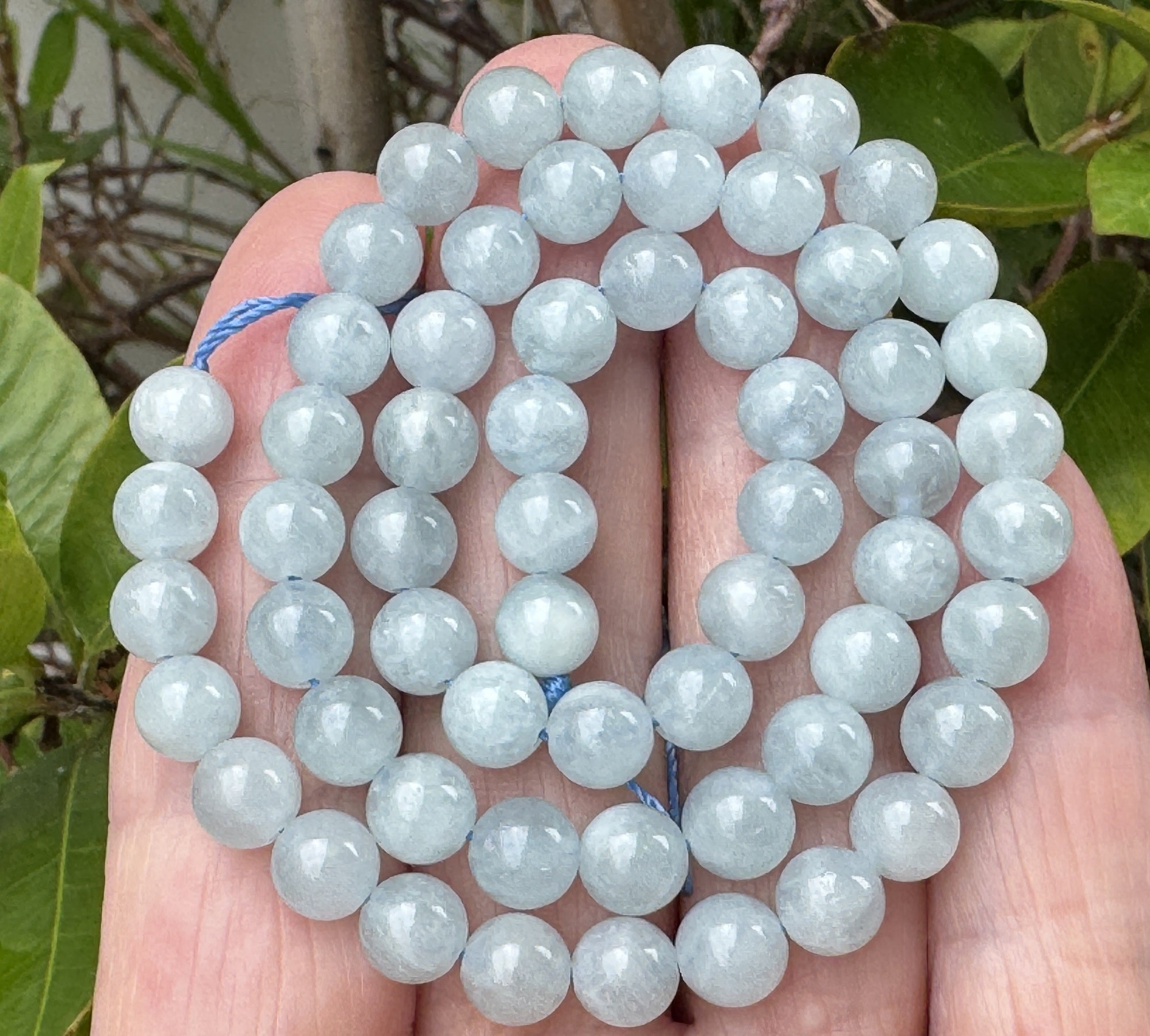 Blue Aquamarine 6mm round natural gemstone beads 38cm strand - Oz Beads 