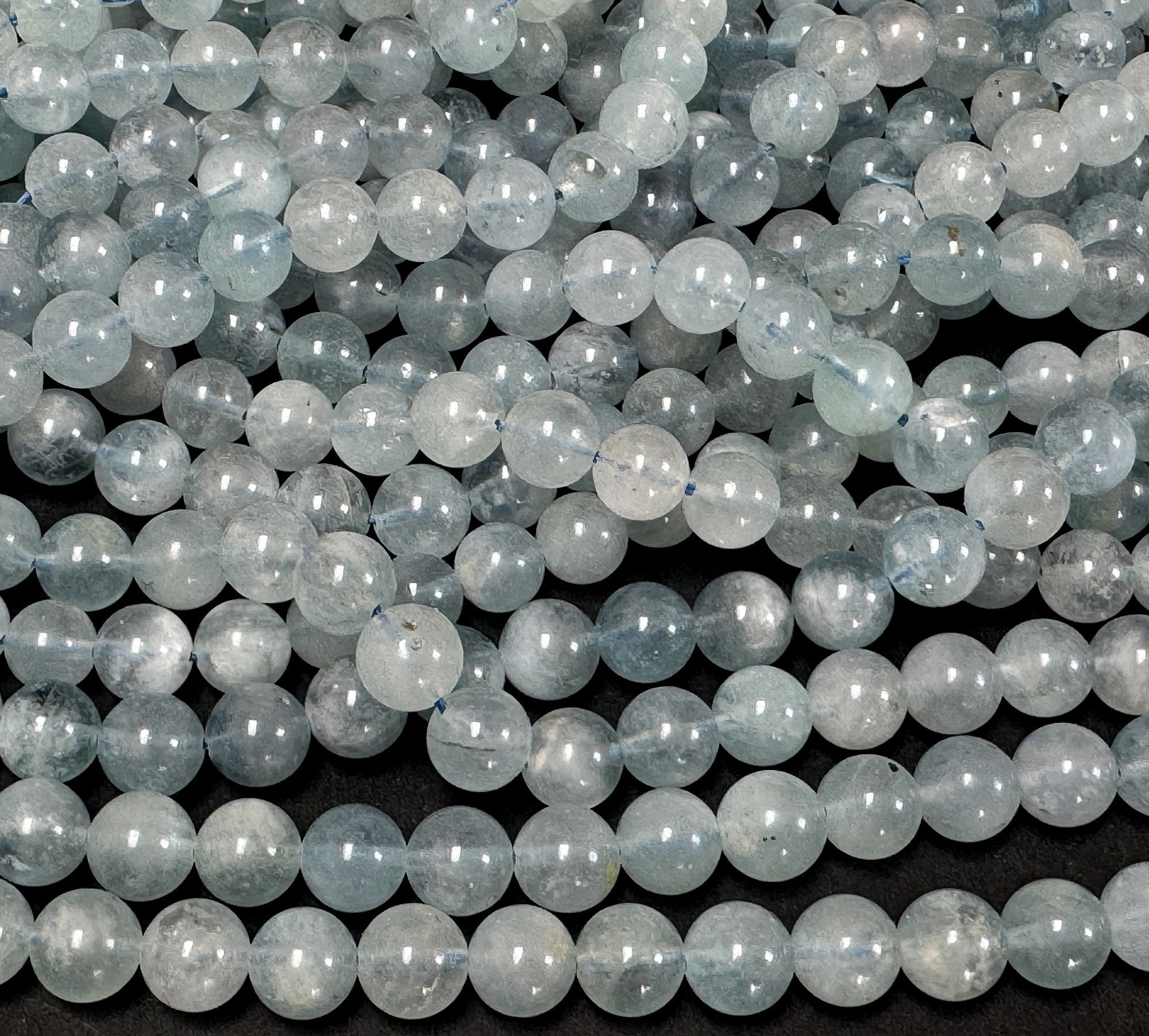 Blue Aquamarine 8mm round natural gemstone beads 15" strand