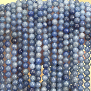 Blue Aventurine 6mm round natural gemstone beads 15" strand - Oz Beads 