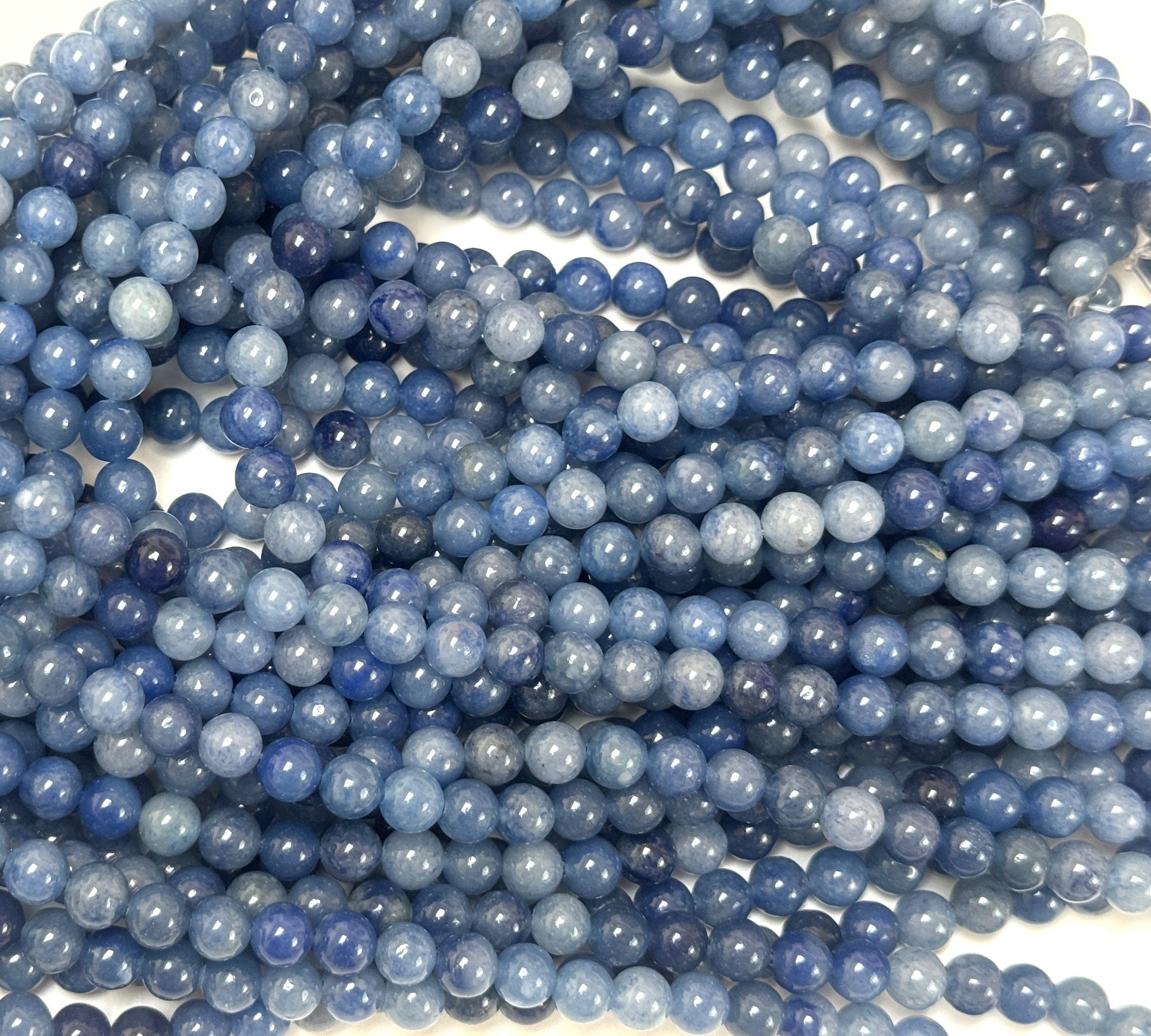 Blue Aventurine 6mm round natural gemstone beads 15" strand - Oz Beads 