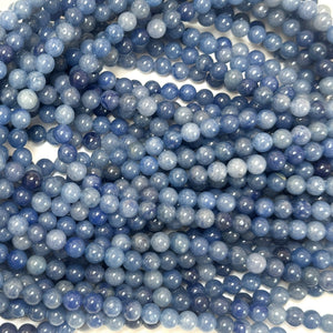 Blue Aventurine 6mm round natural gemstone beads 15" strand - Oz Beads 