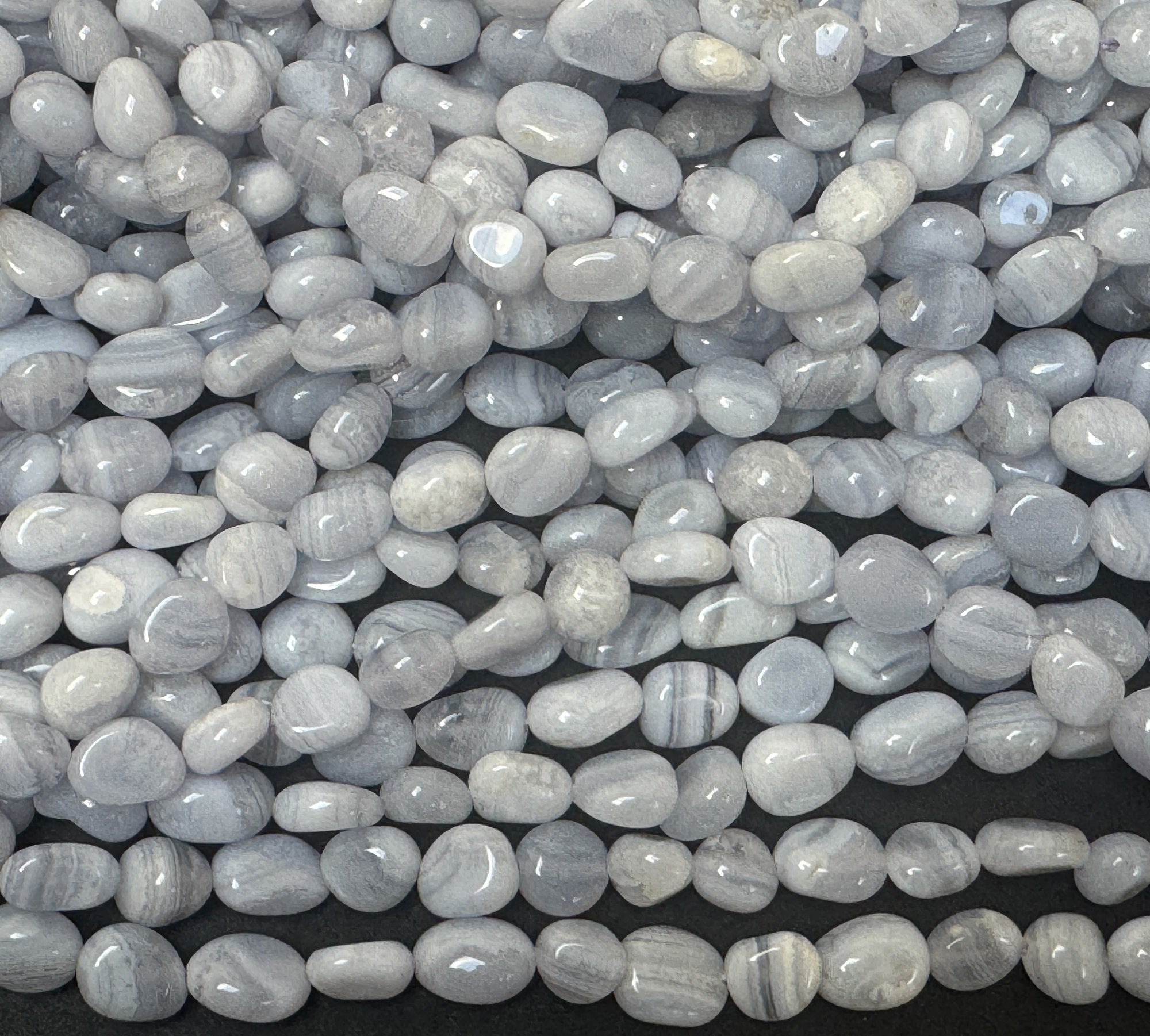 Blue Lace Agate 7-10mm nuggets natural gemstone pebble beads 16" strand - Oz Beads 