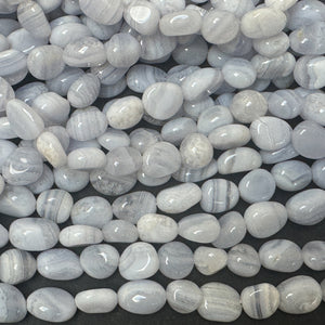 Blue Lace Agate 7-10mm nuggets natural gemstone pebble beads 16" strand - Oz Beads 