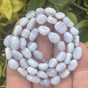 Blue Lace Agate 7-10mm nuggets natural gemstone pebble beads 16" strand - Oz Beads 