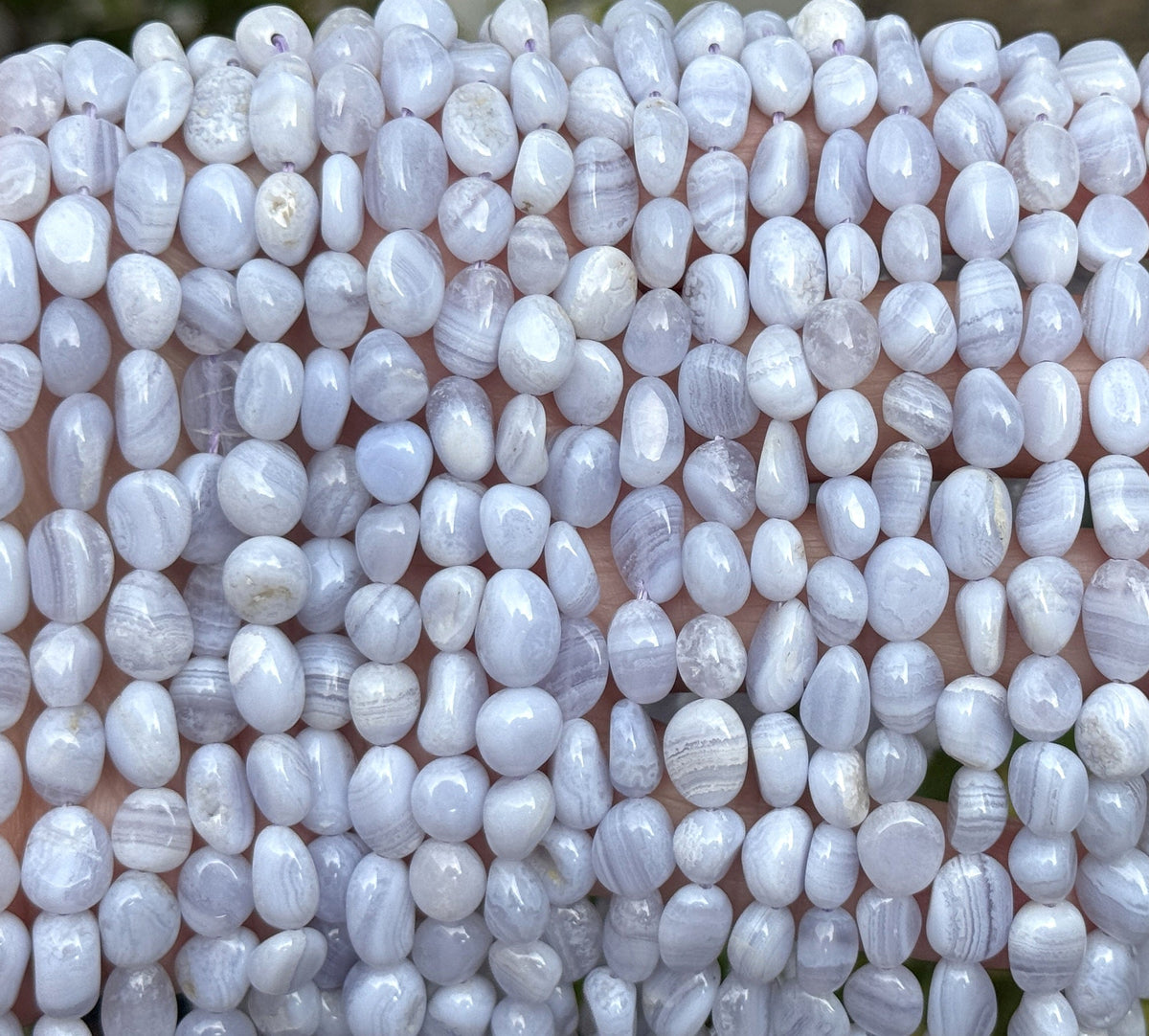 Blue Lace Agate 7-10mm nuggets natural gemstone pebble beads 16" strand - Oz Beads 