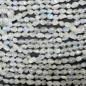 Blue Moonstone 6-9mm nuggets natural gemstone pebble beads 40cm strand - Oz Beads 