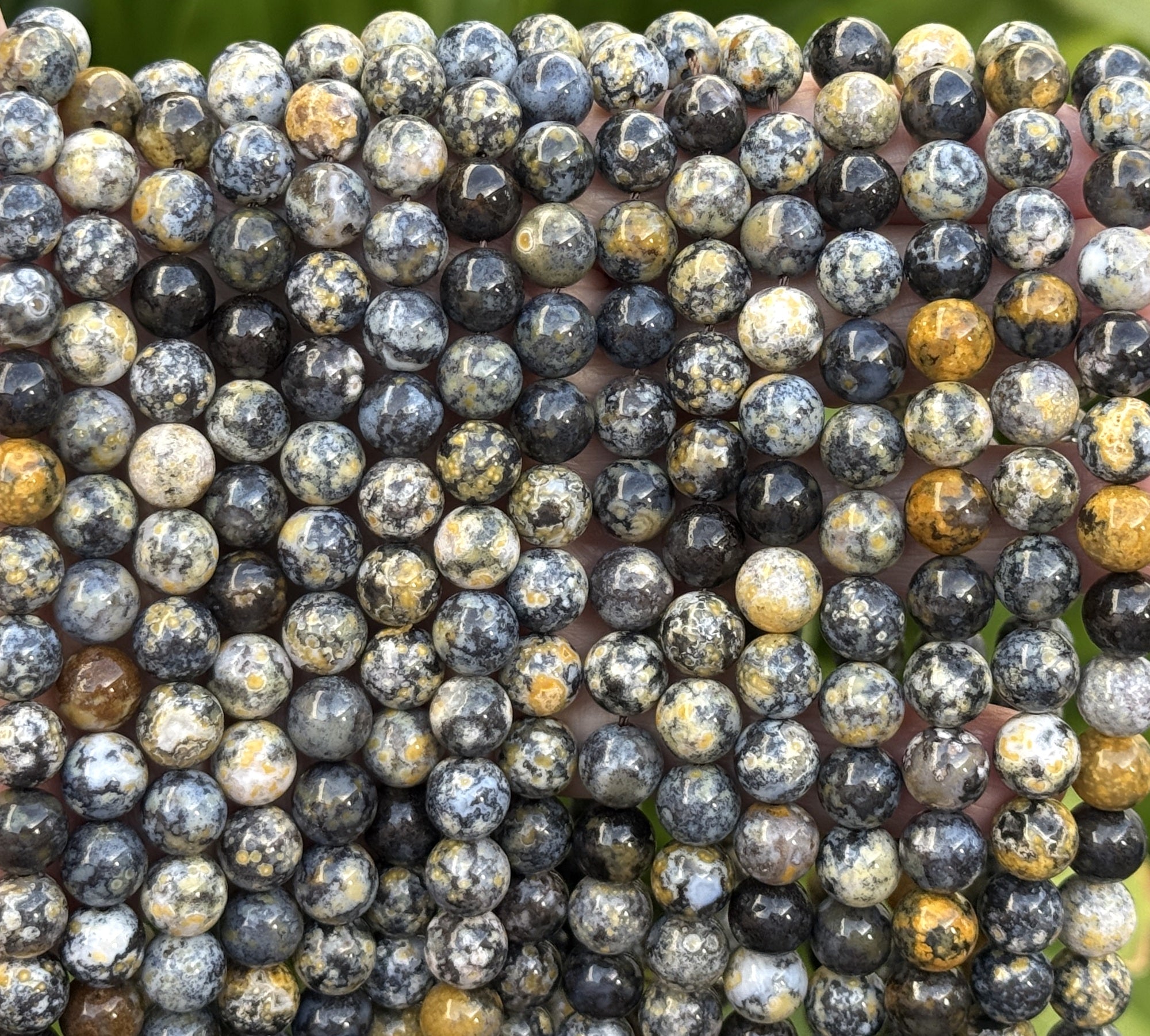 Blue Ocean Agate 8mm round natural gemstone beads 15.5" strand - Oz Beads 